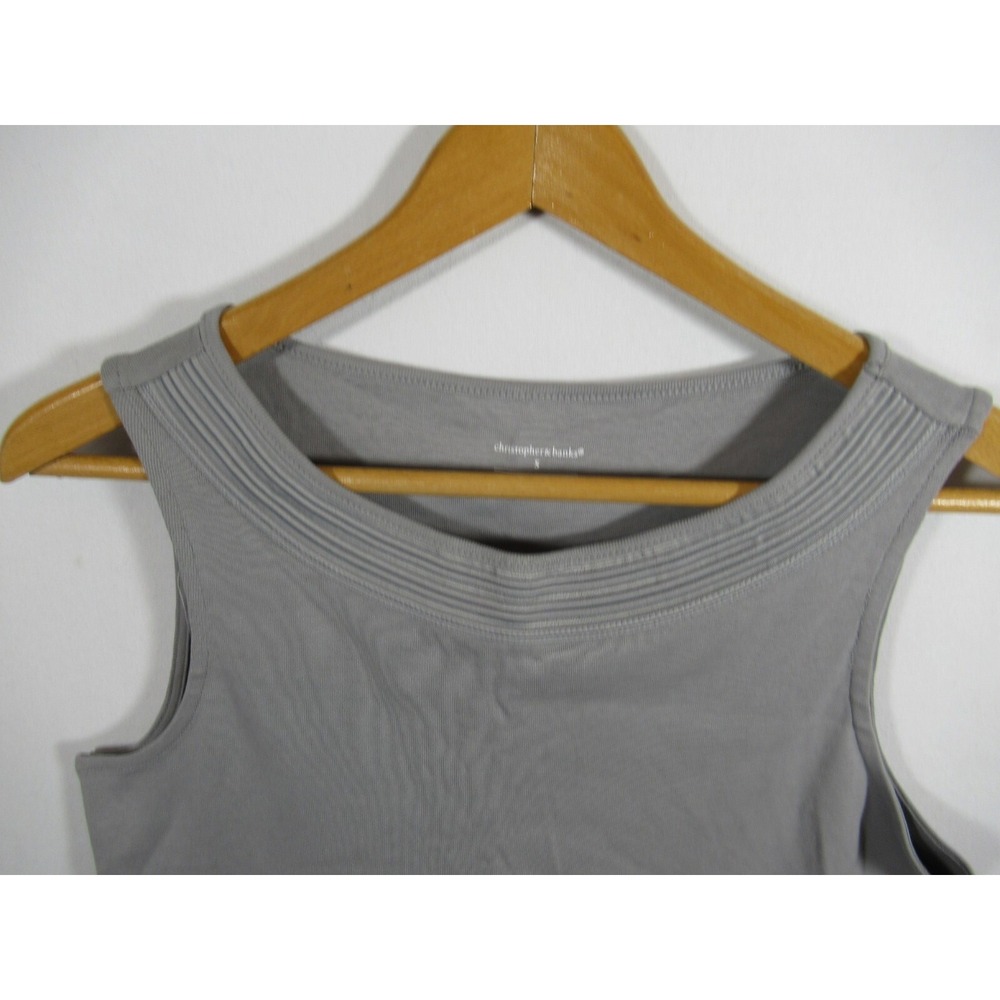 NEW Christopher & Banks Tank Top Women Small Gray Cotton Sleeveless - Picture 2 of 5